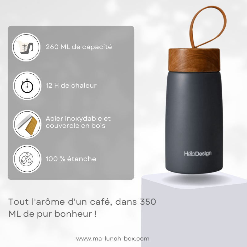 Thermos design bois noir